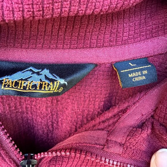 Vintage Pacific Trail Maroon Red Pull Over Long Sleeve Mens Shirt Size L - Picture 2 of 10